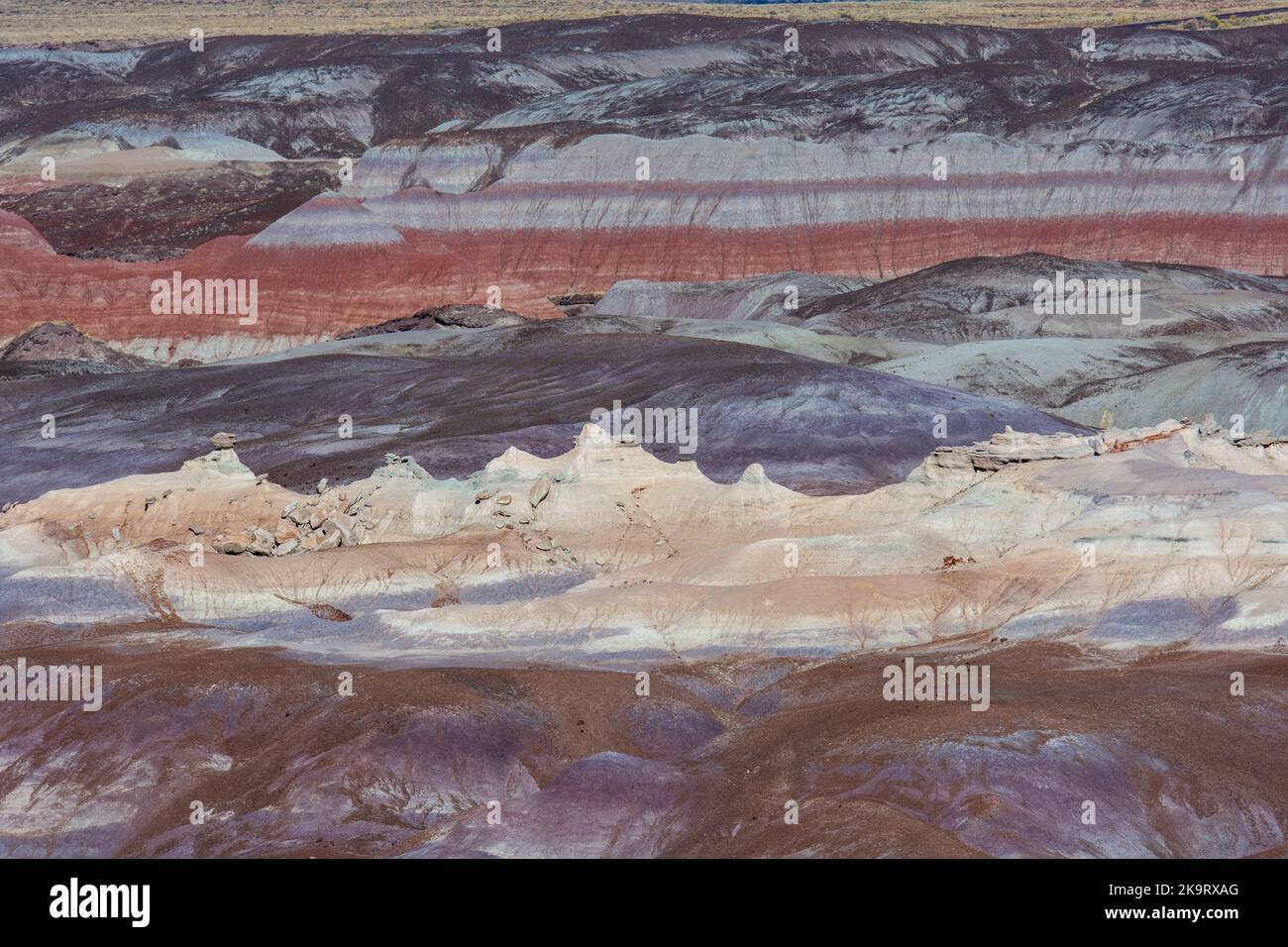 Painted Desert National Park badlands from Main Park Road Stock Photo