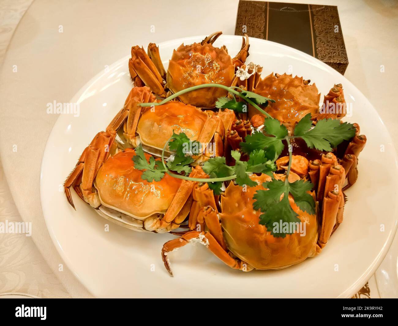 red crabs on a plate cooked hot Stock Photo Alamy