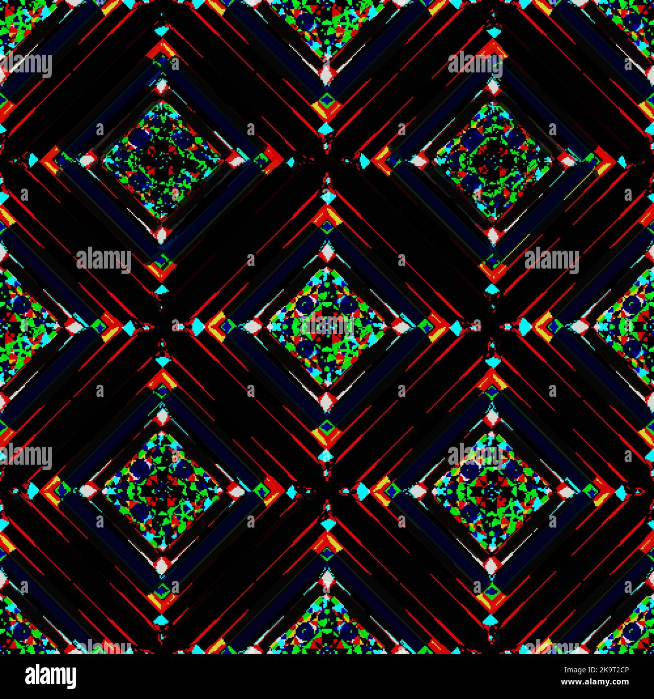 Seamless colorful pattern with rhombuses. Stylized decorative shapes. Stock Vector