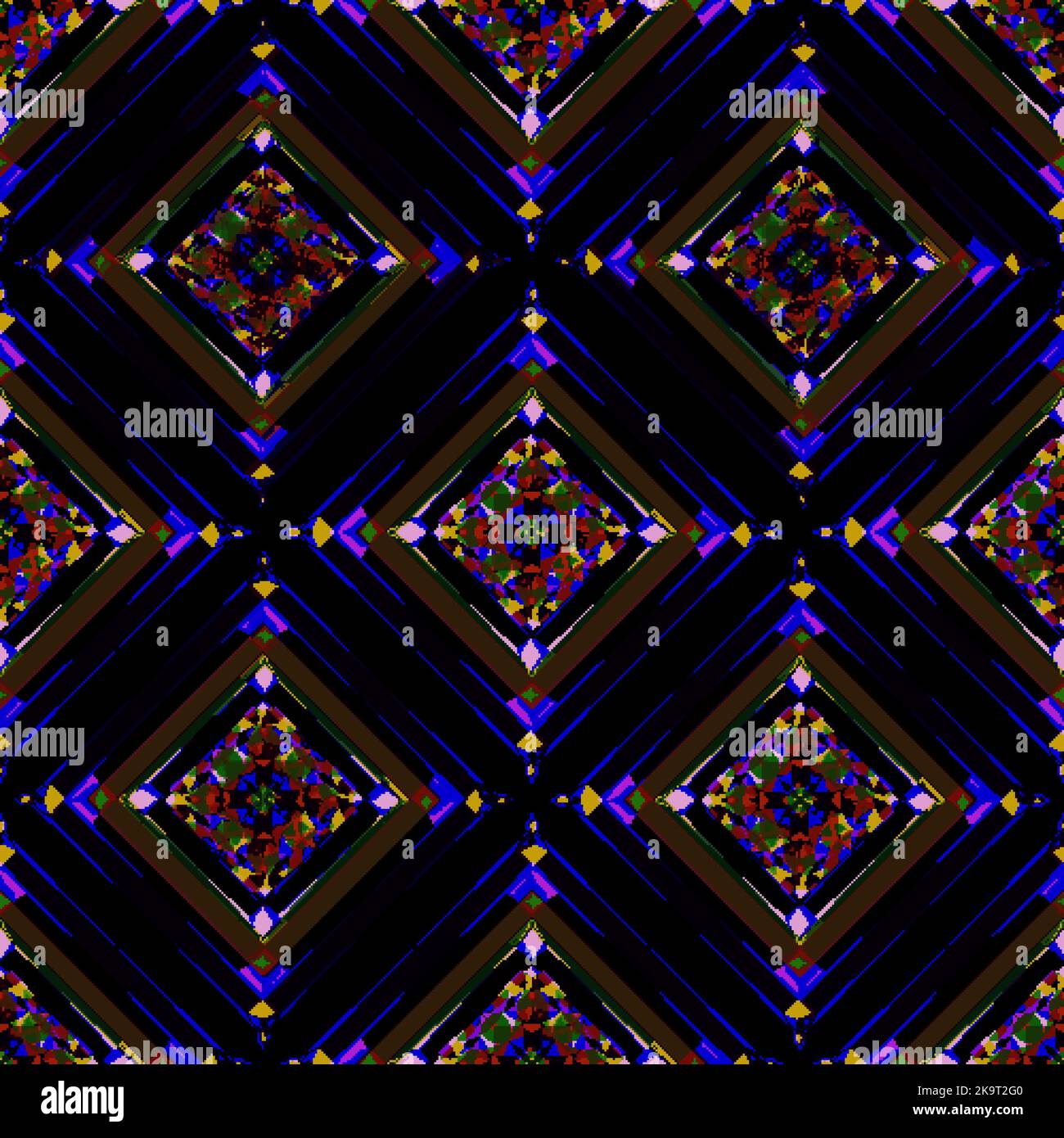 Seamless colorful pattern with rhombuses. Stylized decorative shapes. Stock Vector