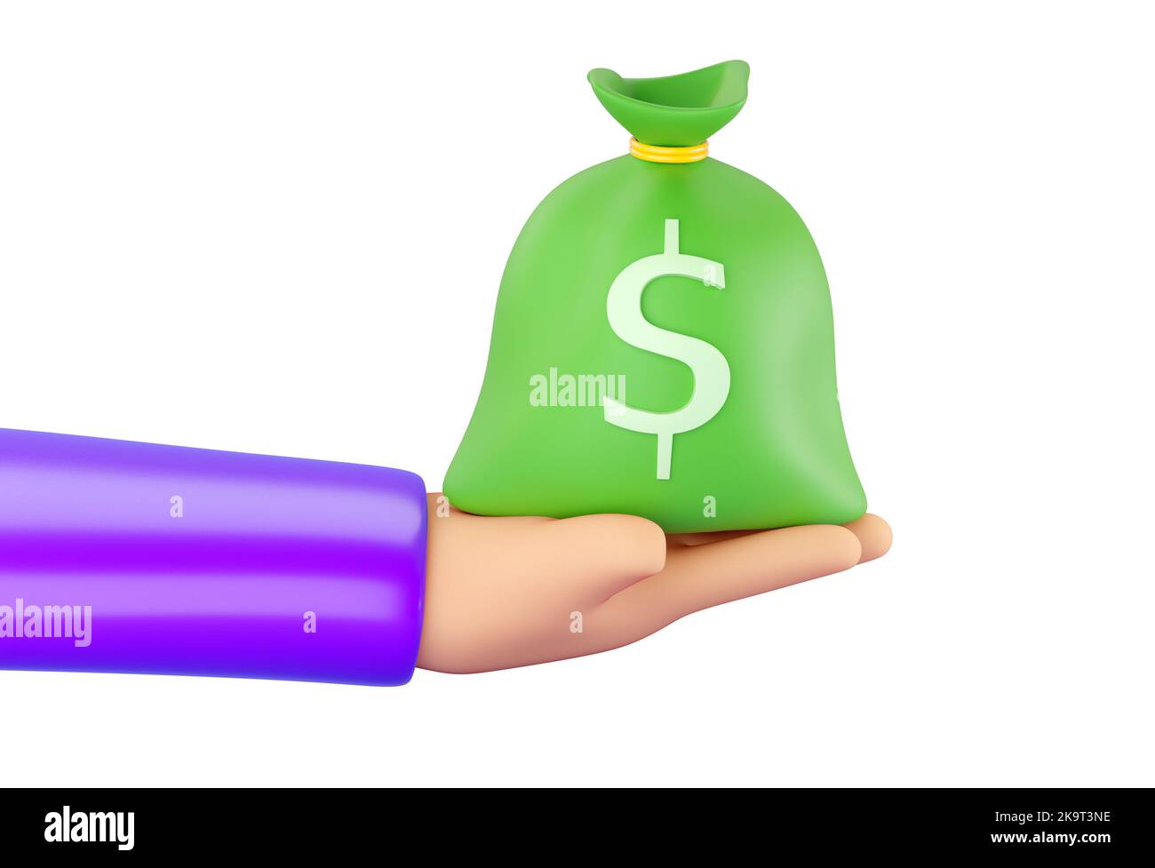 3d human hand holding Money Bag with dollar sign. Business, saving ...