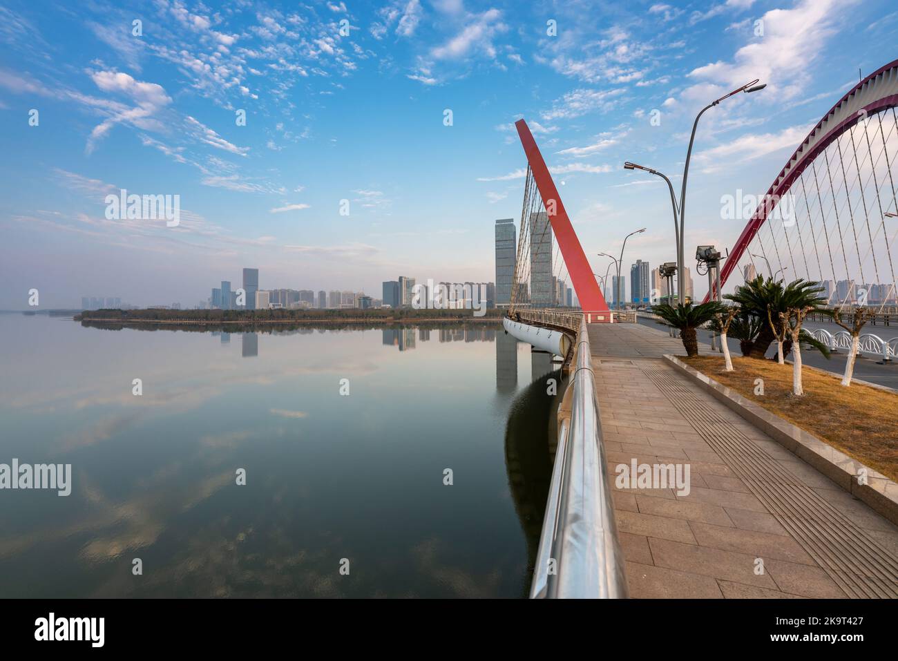 Cable stayed bridge at sunset Stock Photo - Alamy