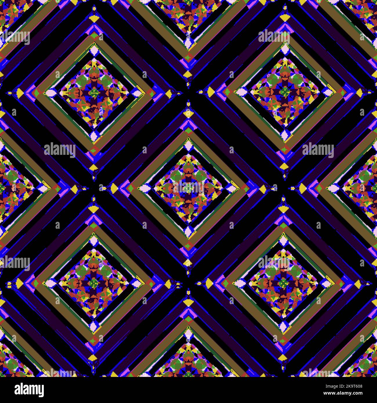Seamless colorful pattern with rhombuses. Stylized decorative shapes. Stock Vector