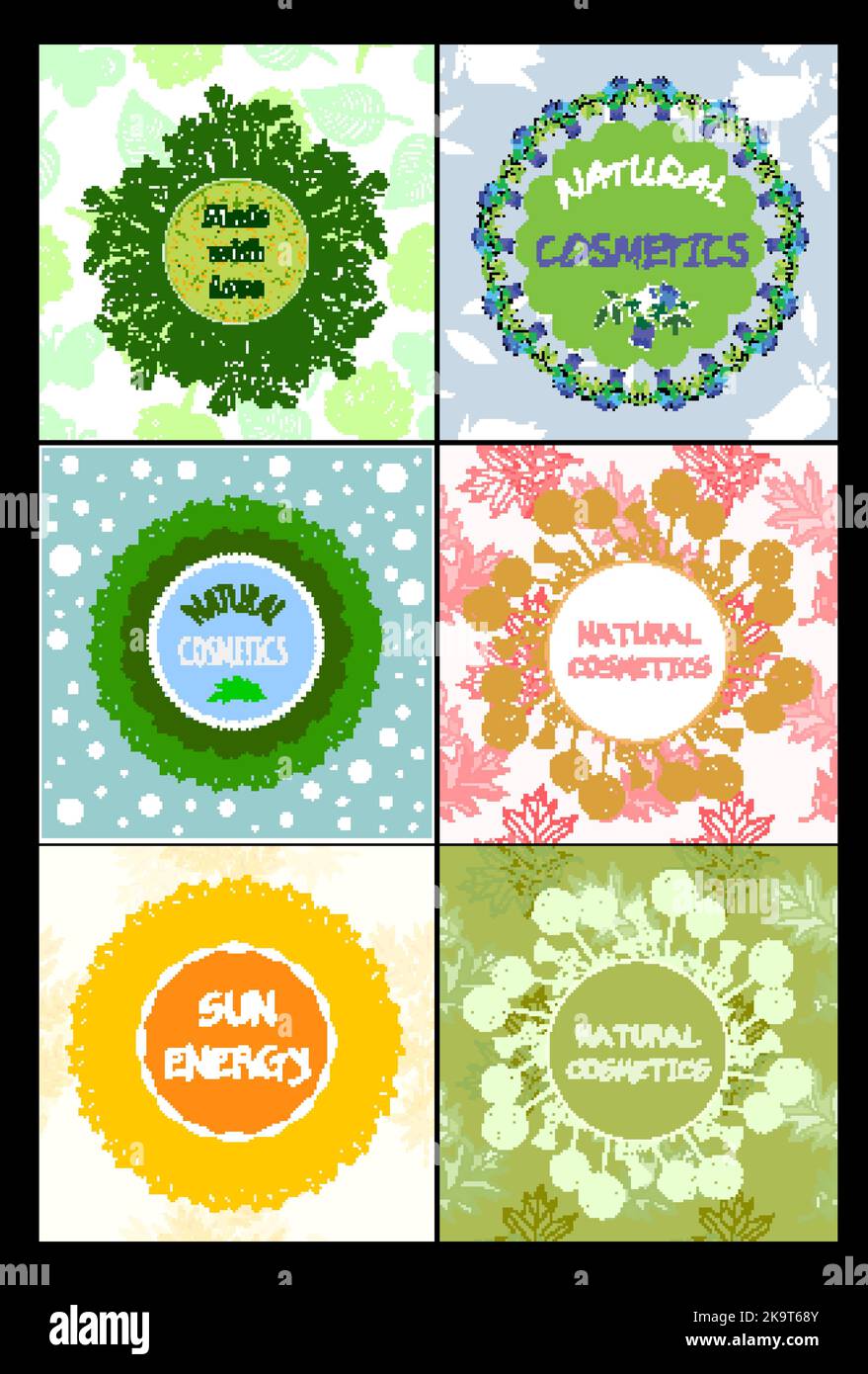 Labels for natural cosmetic products. Set of organic product badge ...