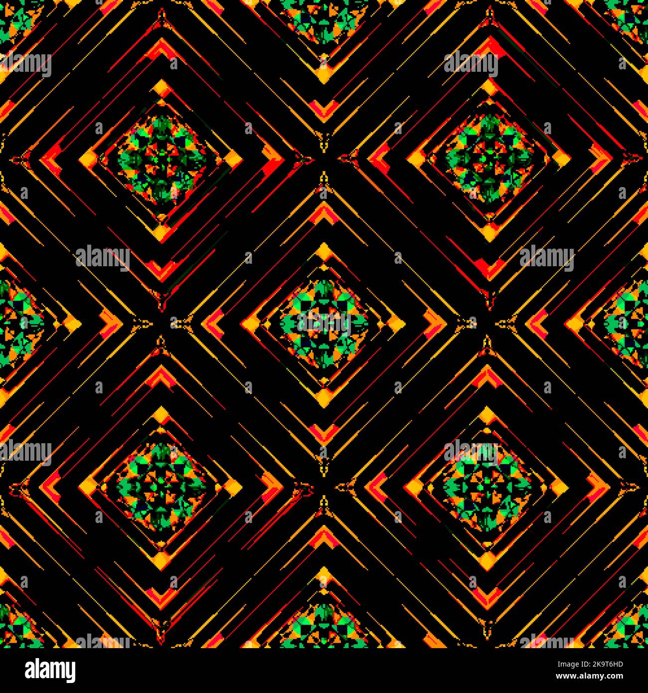 Seamless colorful pattern with rhombuses. Stylized decorative shapes. Stock Vector