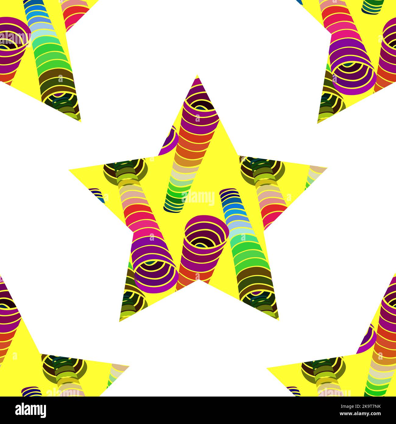 Abstract seamless chaotic pattern with colorful stylized stars Stock Vector