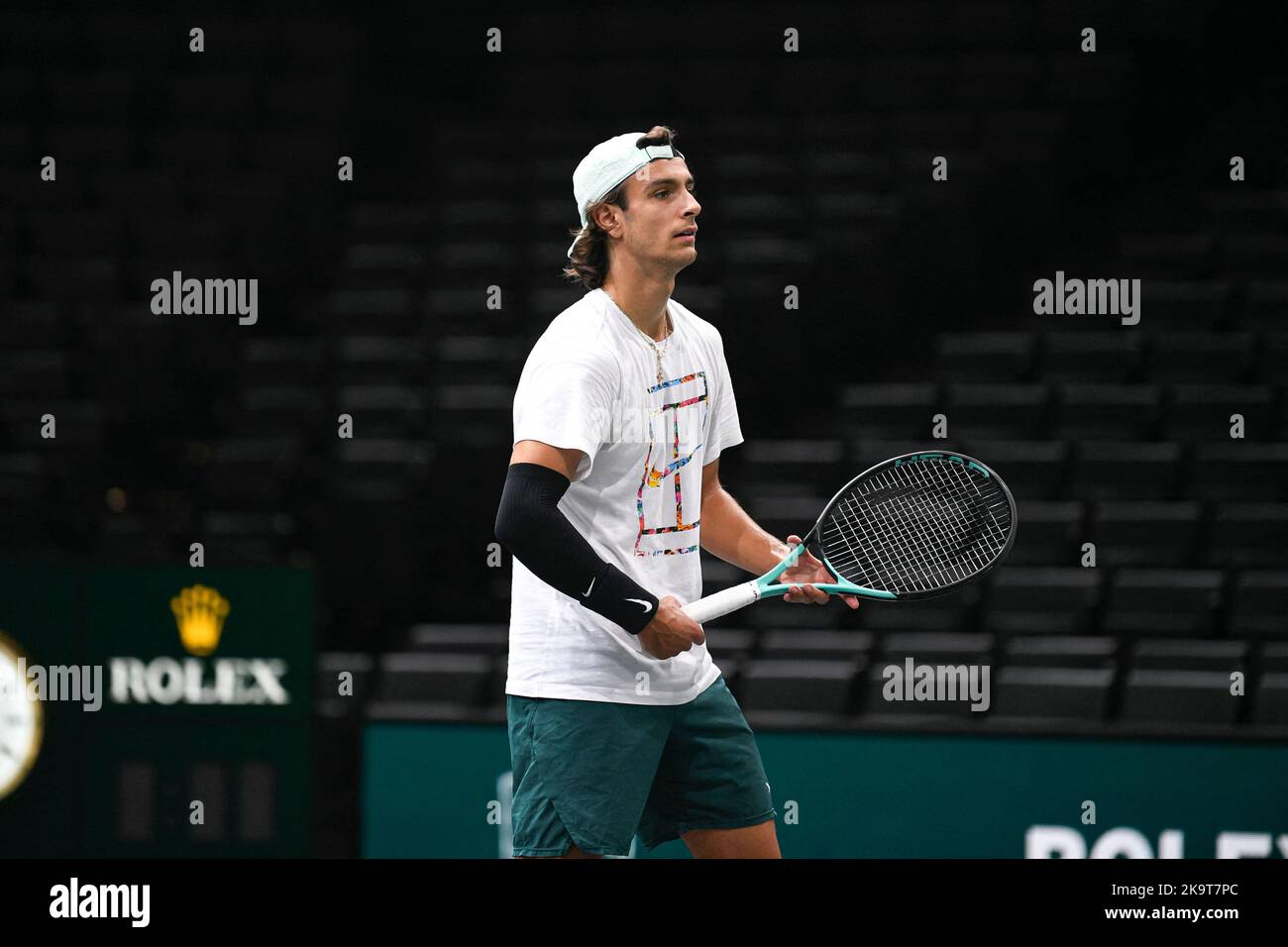 Lorenzo Musetti of Italy during the Rolex Paris Masters, ATP Masters 1000 tennis tournament, on October 29, 2022 at Accor Arena in Paris, France