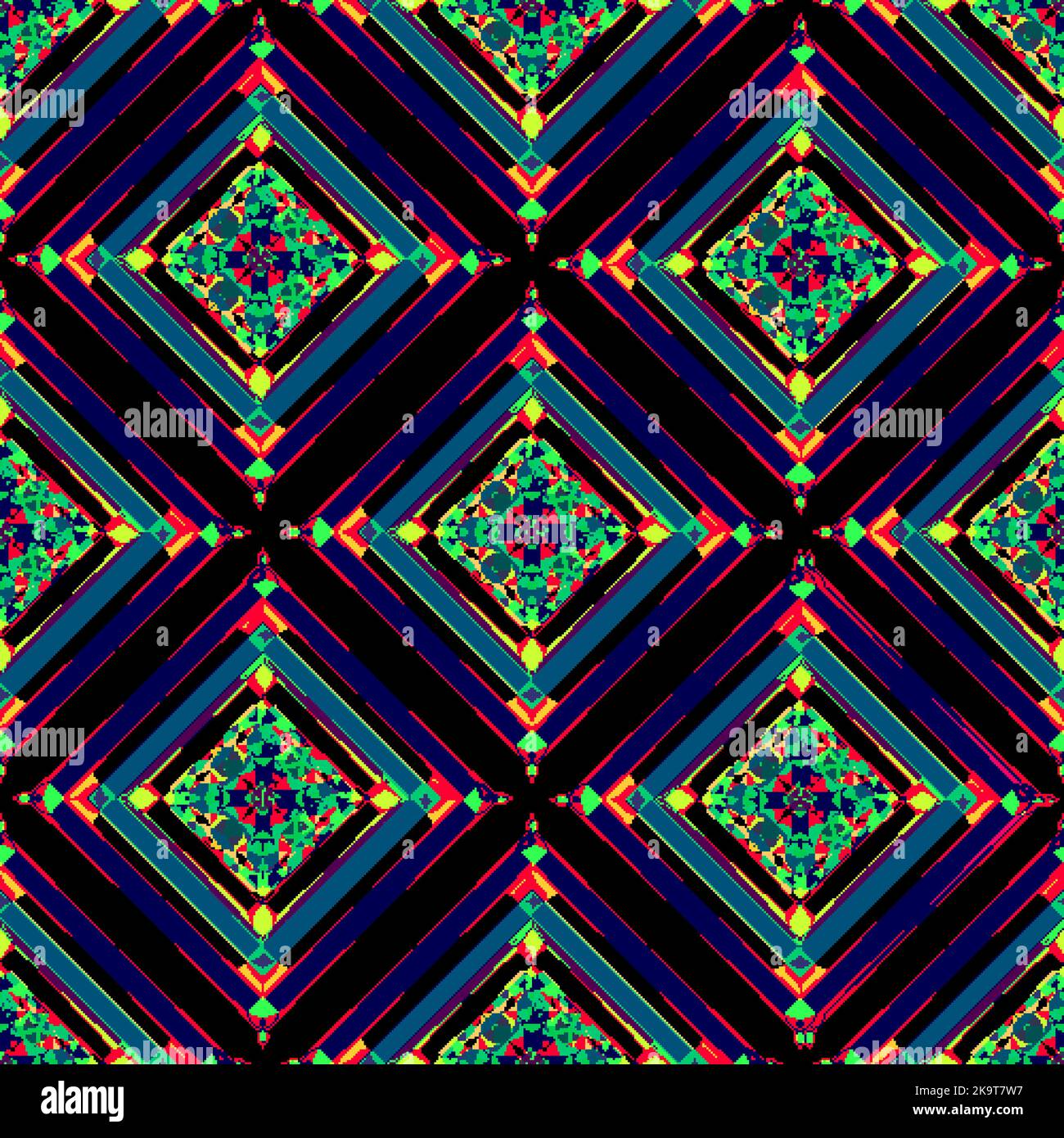 Seamless colorful pattern with rhombuses. Stylized decorative shapes. Stock Vector