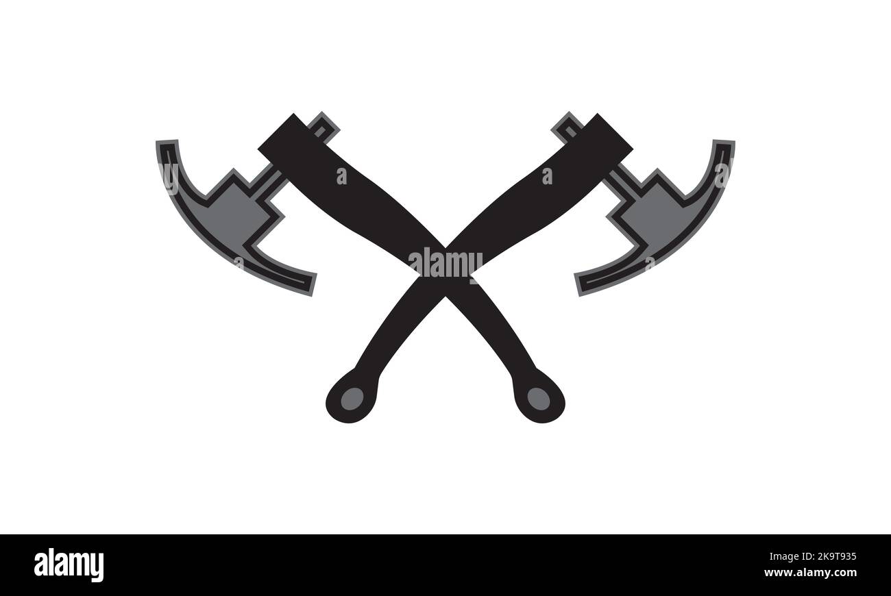Crossed Axes, Crossed Broad axe, medieval axe, Battle axe, executioner axe in vector Stock Vector