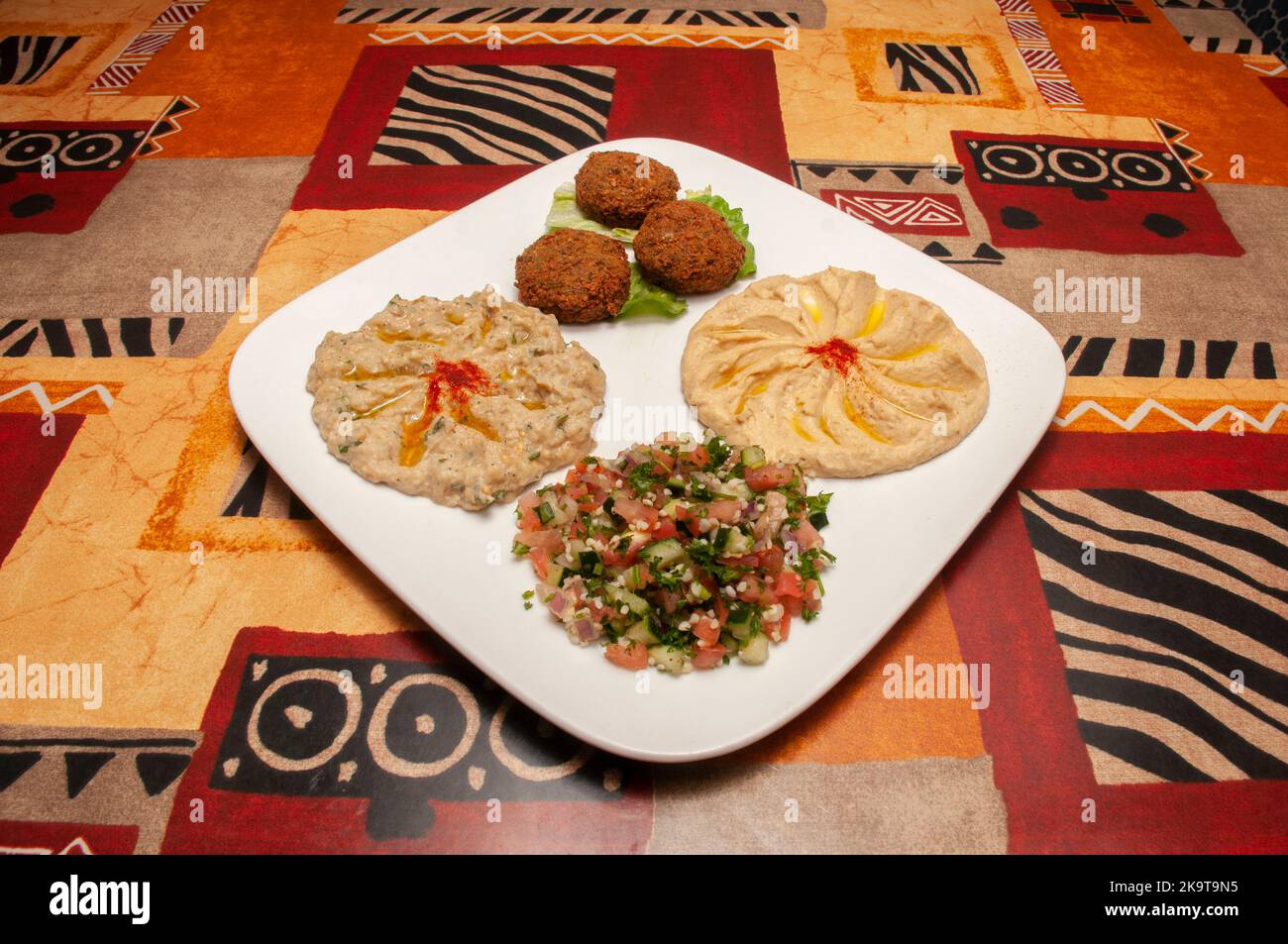 Authentic Labanese cuisine dish known as a falafel platter Stock Photo ...
