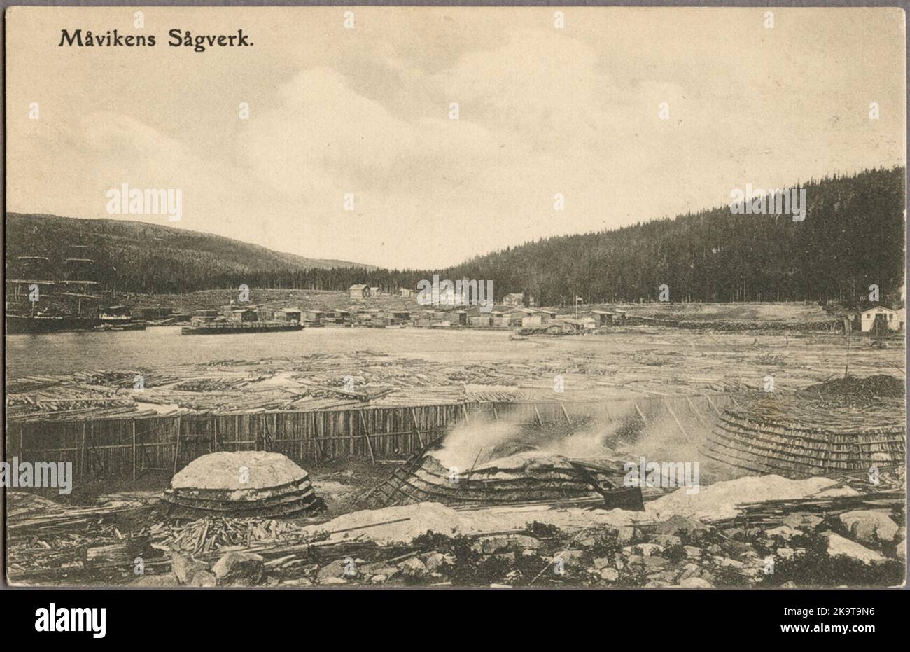 The sawmill in Måviken on the High Coast, just south of Mjällom Stock ...