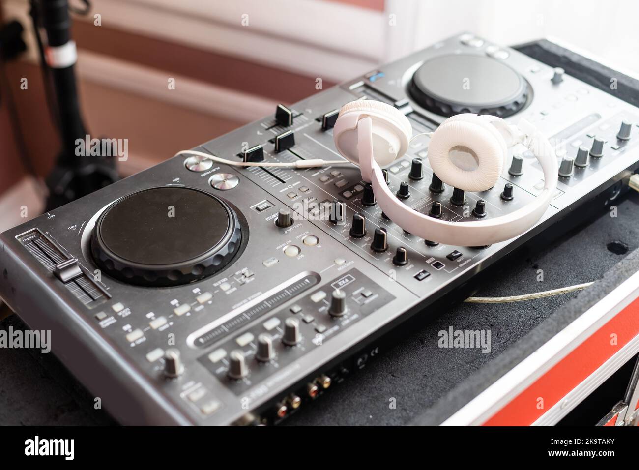 Professional dj headphones ,sound mixing controller. Dj turntables