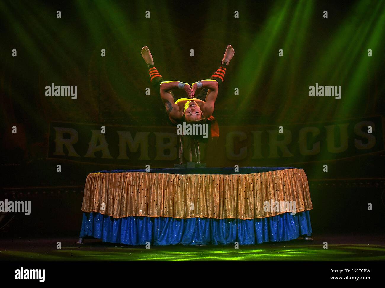 Acrobat Performs Mumbai, India. 29th Oct, 2022. An acrobat performs balancing act at ...