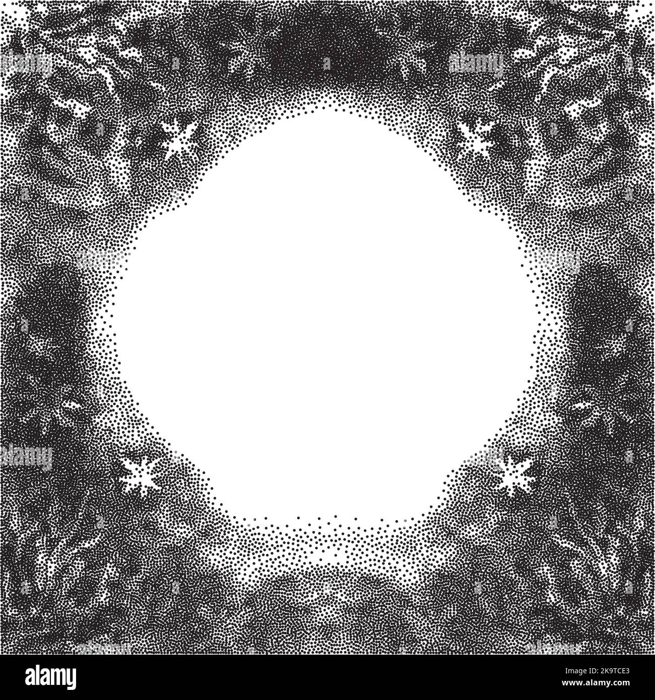 Dotted decorative doodle frame,hand drawn template with empty space for text. Stock Vector