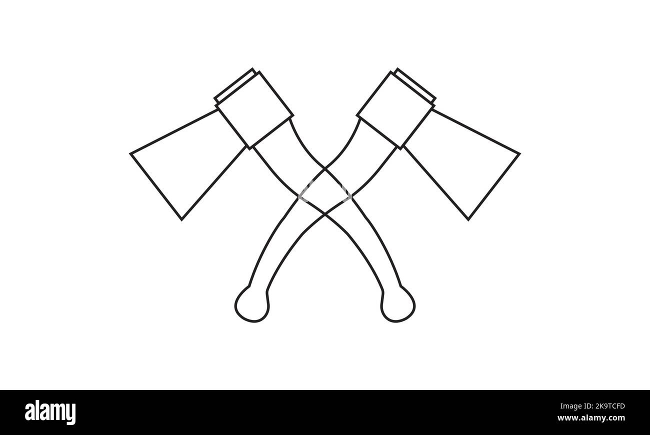 Crossed Axes, Crossed Broad axe, medieval axe, Battle axe, executioner axe in vector Stock Vector
