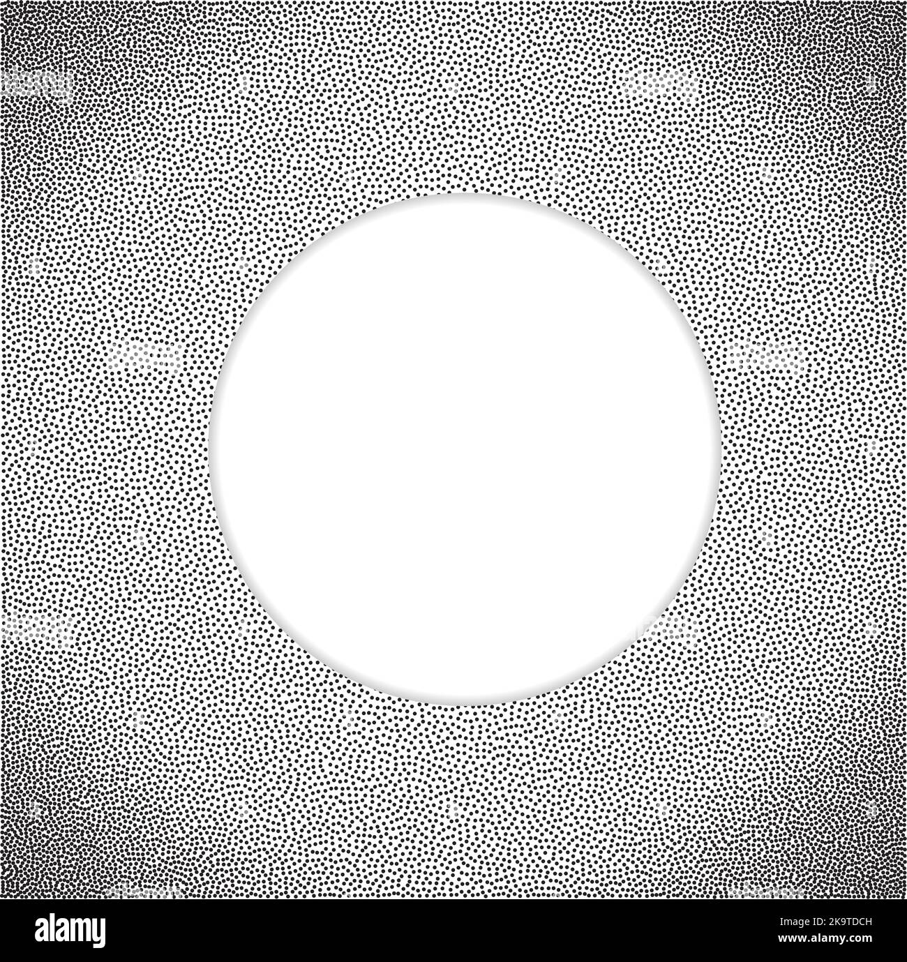 Abstract design element. Empty round frame on dotted background. Stock Vector