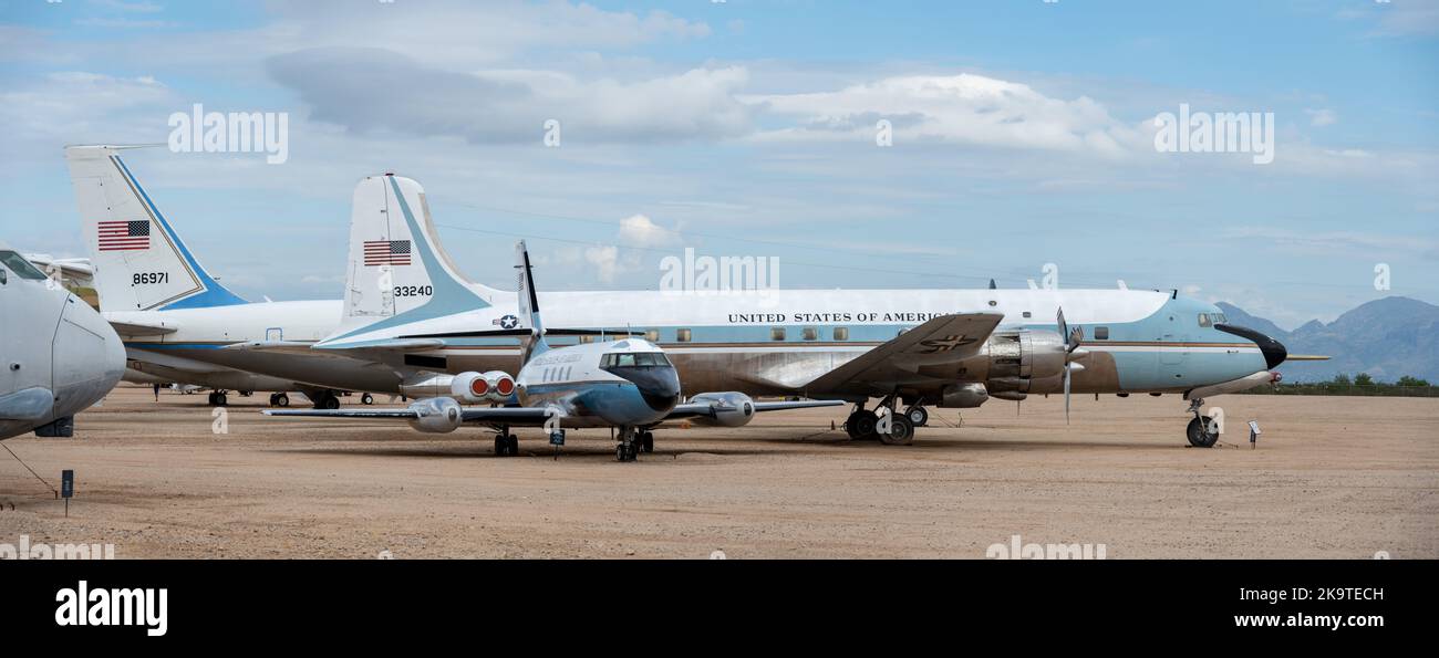 Three Presidential Support Aircraft located at the Pima Air and Space Museum Stock Photo