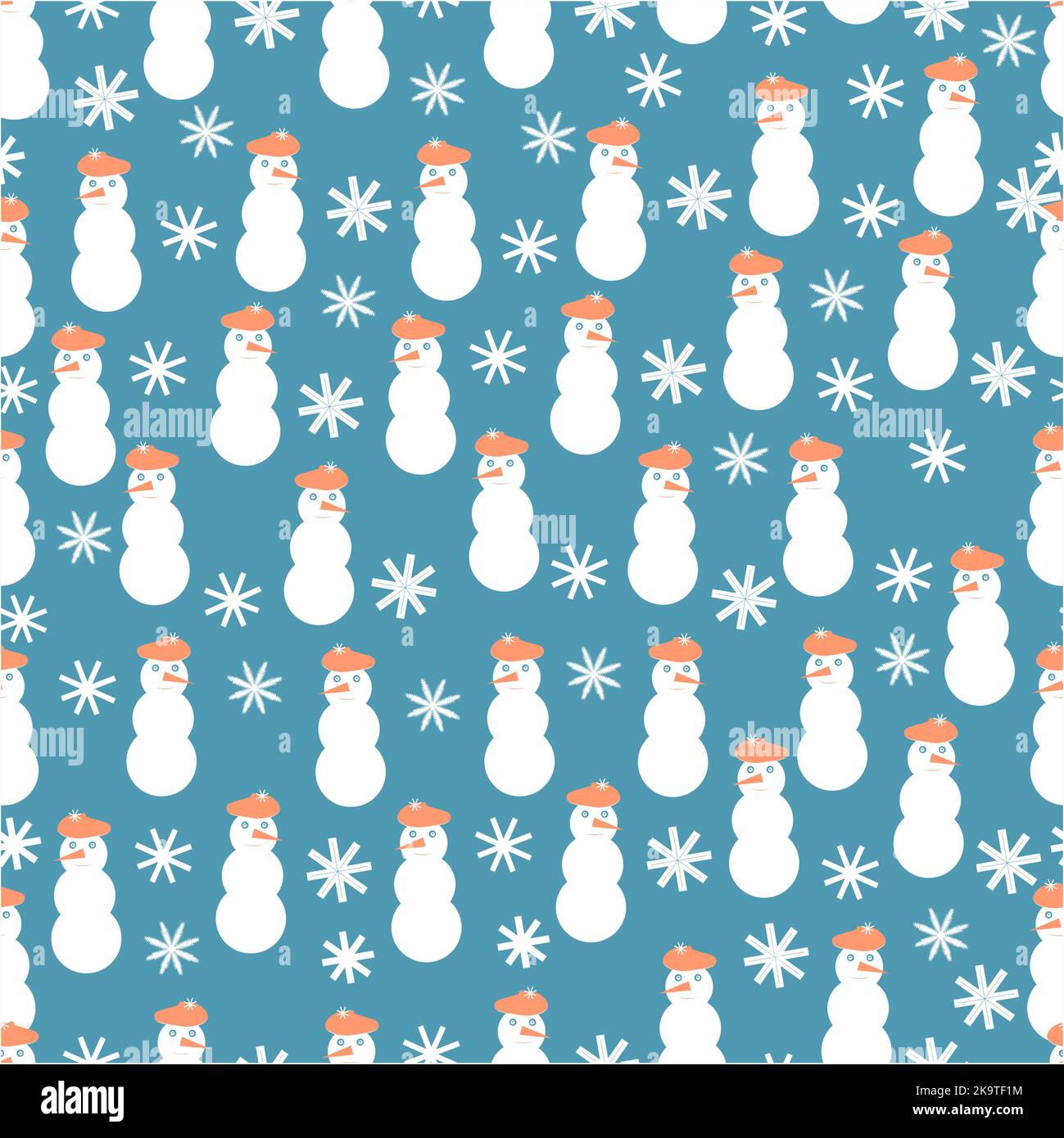 Seamless colorful vector pattern with cute snowman Stock Vector