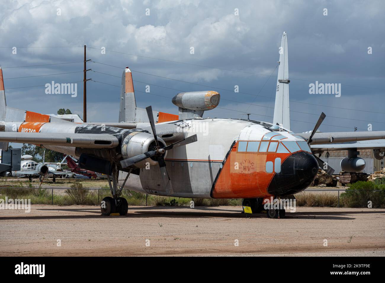 A twin prop aircraft on display at the Pima Air and Space Museum Stock