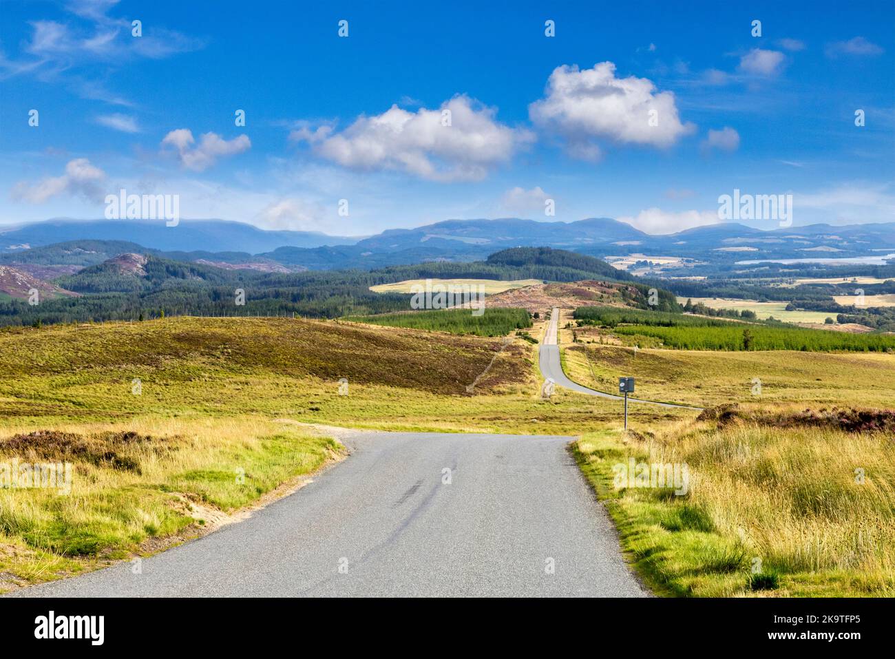Highlands of Scotland near Loch Ness, General Wade's Military Road in early autumn. Stock Photo