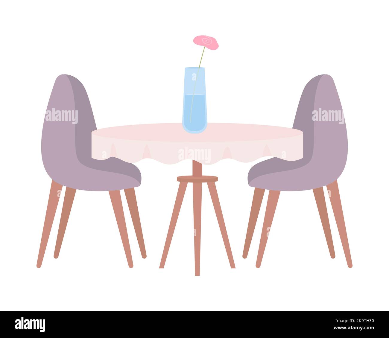 Restaurant table and chairs semi flat color vector object Stock Vector