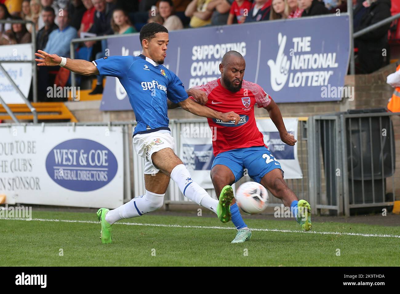 Tyreke Johnson of Dagenham and Redbridge and Dominic Hutchinson of
