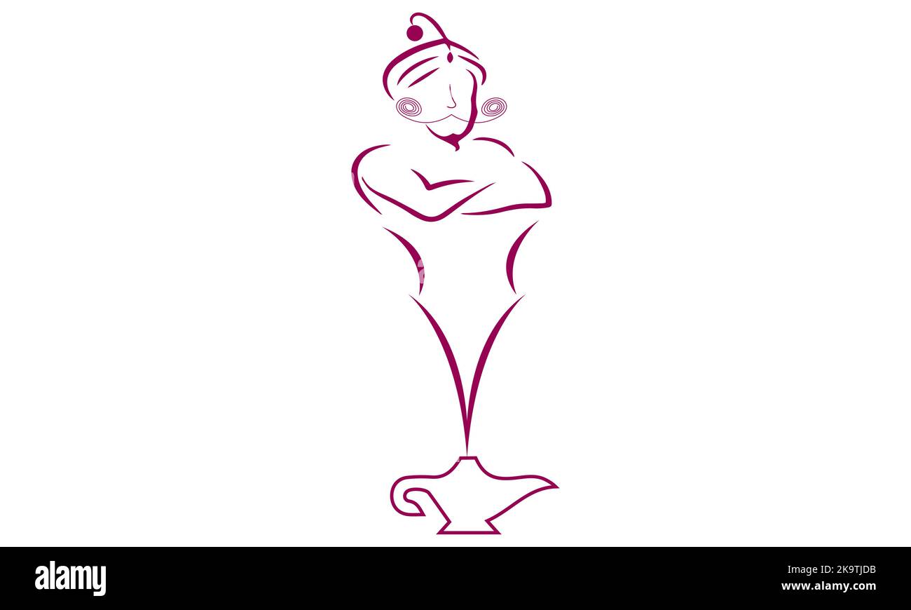 Genie Magical character cartoon. Traditional Persian tale powerful magical vector creature Stock Vector