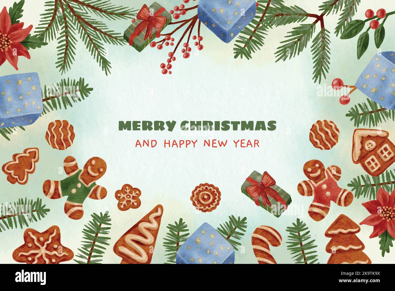 watercolor christmas background vector design illustration Stock Vector ...