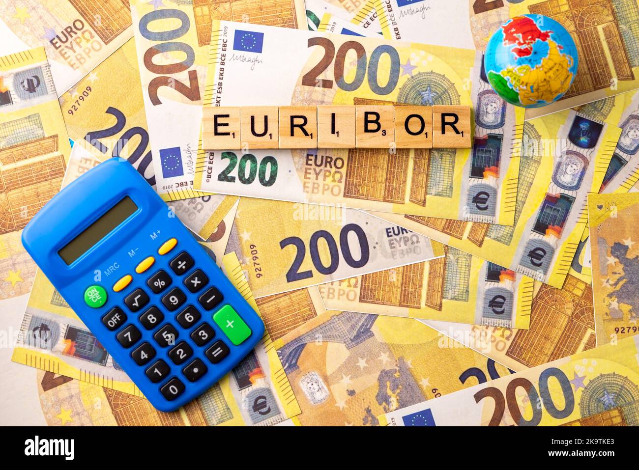 Word EURIBOR Is Written In Wooden Letters On Background Of 200 Euro ...