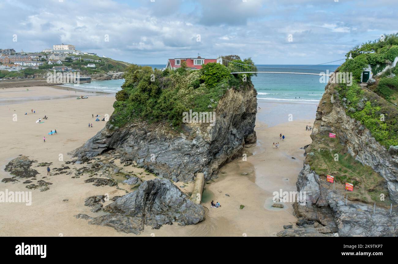 House on the rock and Towan beach, Newquay, North Cornwall, UK. Taken