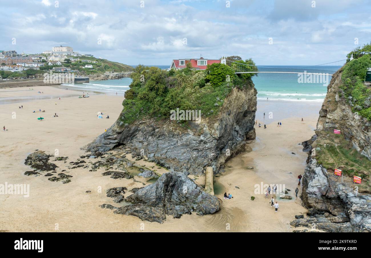 House on the rock and Towan beach, Newquay, North Cornwall, UK. Taken