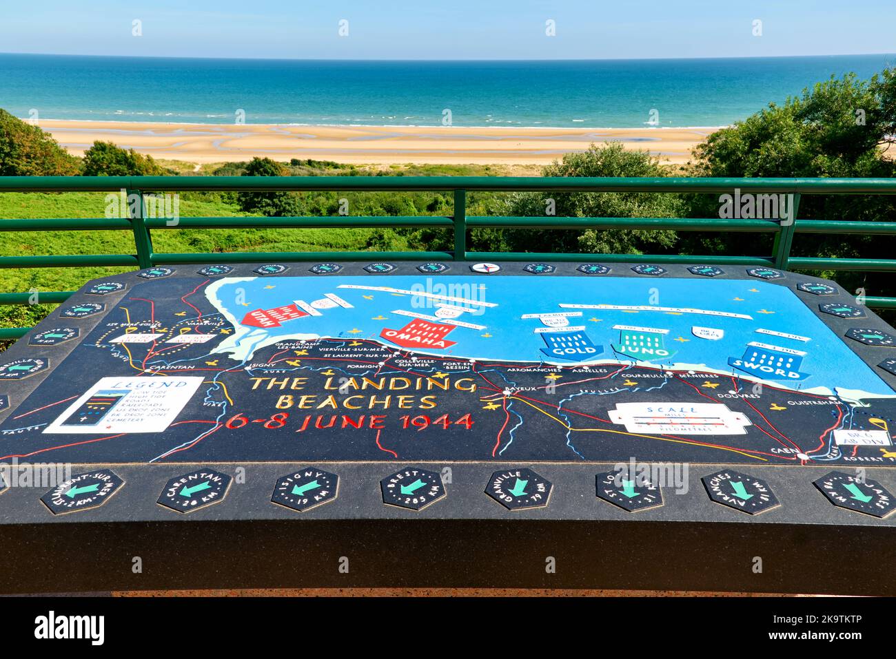 Colleville sur Mer. France. The Normandy American Cemetery and Memorial. The landing beaches Stock Photo