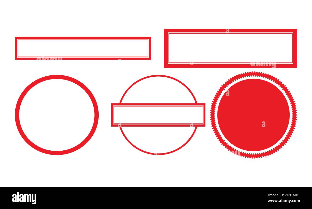 Vector Stamp without text. Set of Stamps. Red Stamps. Grunge Rubber