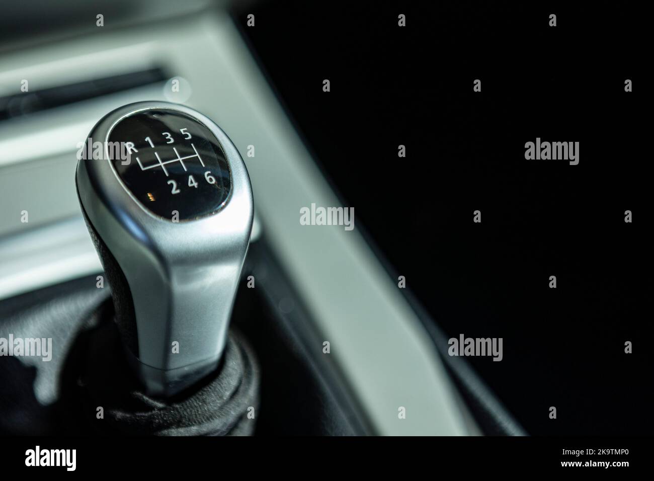 Close up detail of Manual gear lever of a car. Image with copy space
