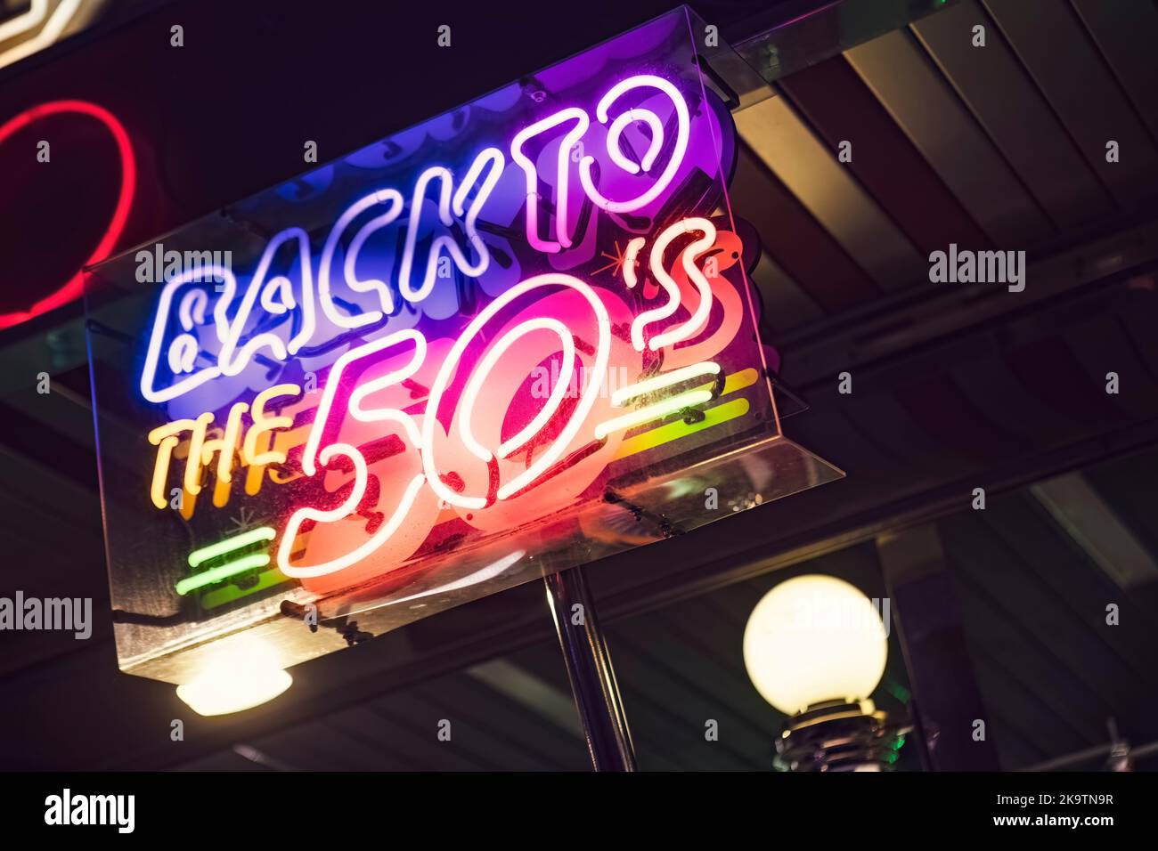 Back to the 50s neon sign Stock Photo Alamy