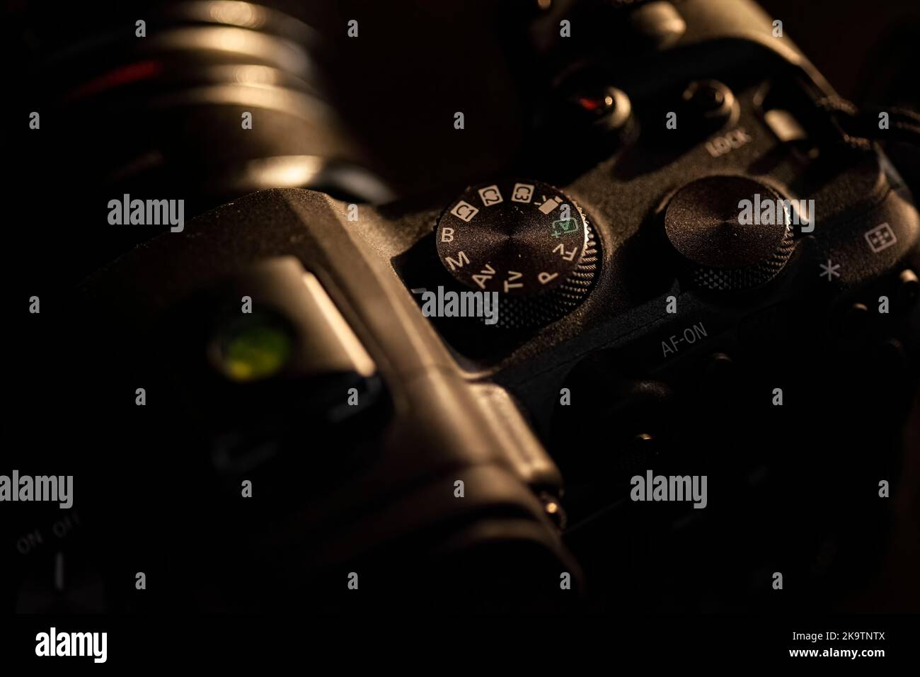 Camera mode selection dial macro detail. Dslr camera macro detail Stock Photo
