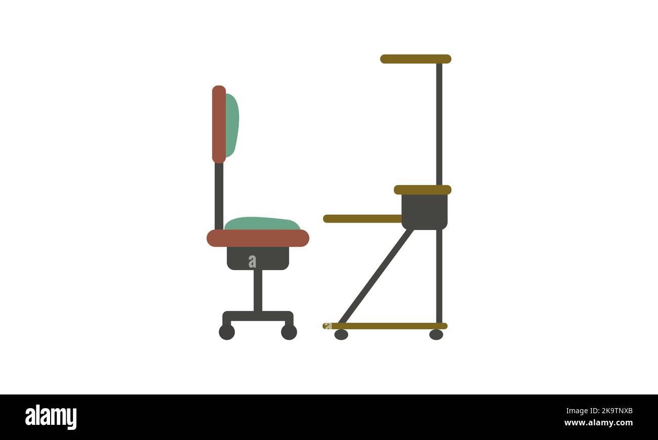 Business Office Desk Line Art Vector Illustration Stock Vector Image