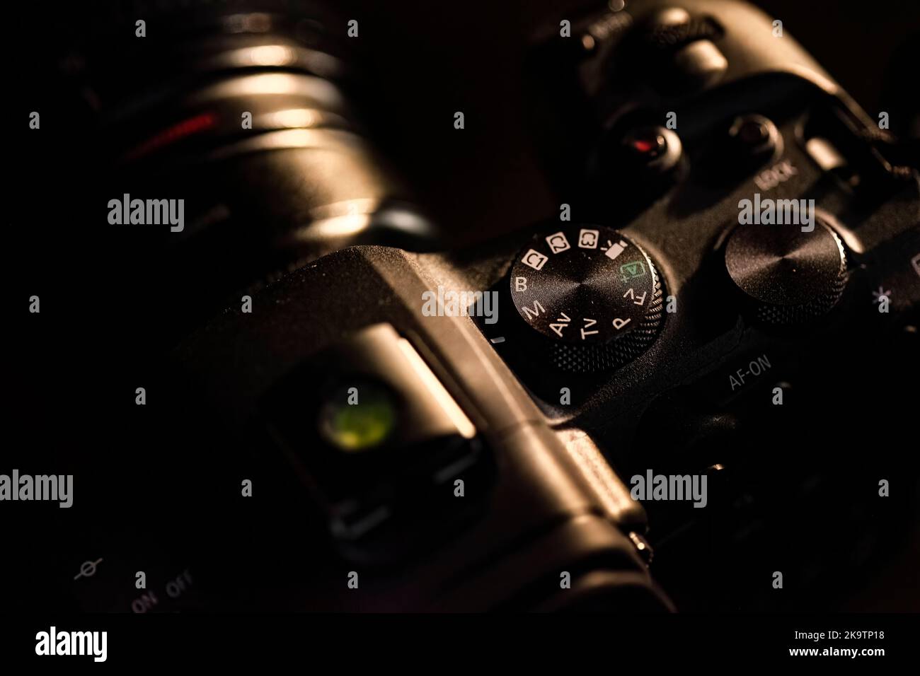 Camera mode selection dial macro detail. Dslr camera macro detail Stock Photo