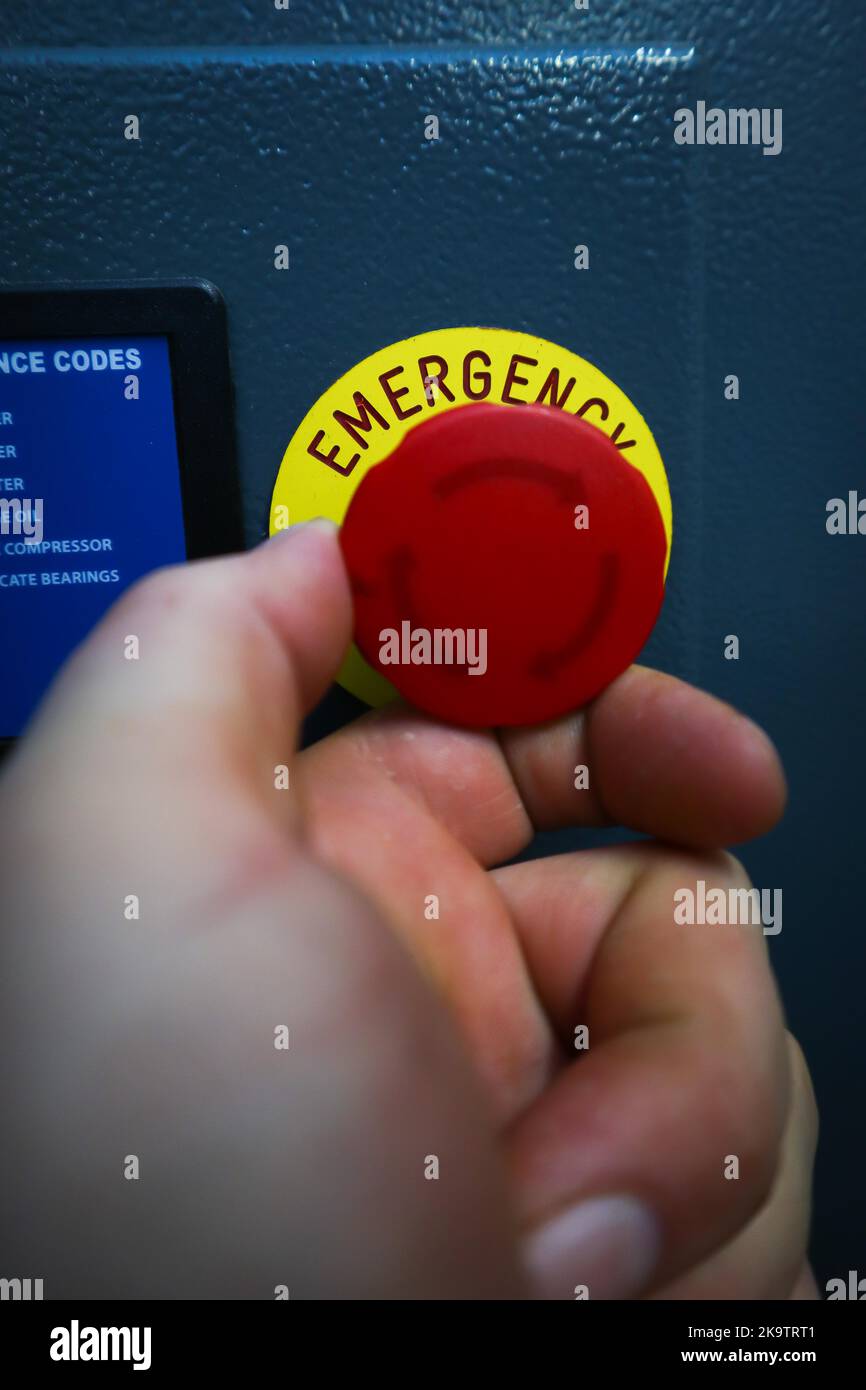 Safety button, emergency Stock Photo Alamy