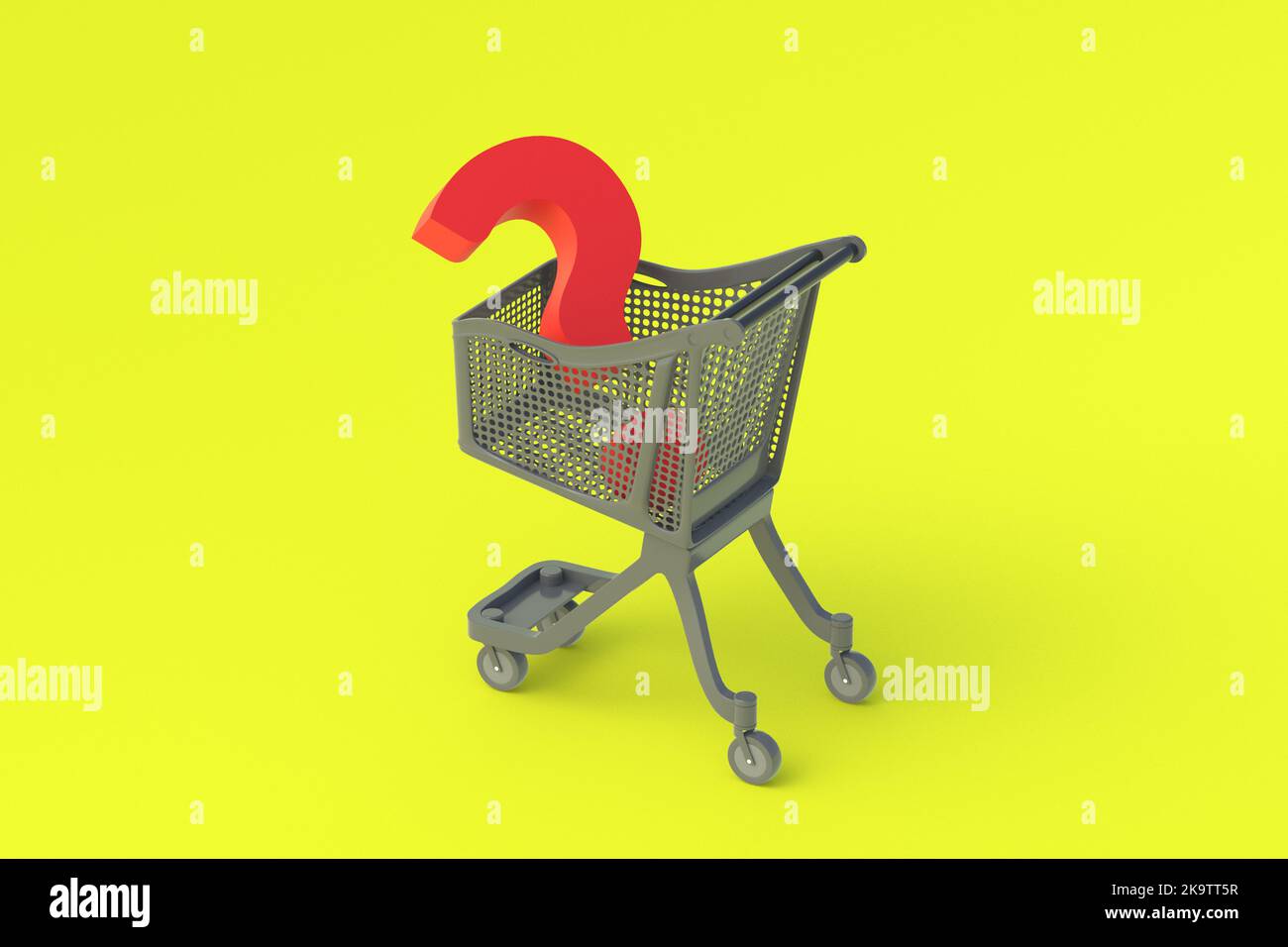 Modern market cart and question mark. Shopping concept. Purchase choice