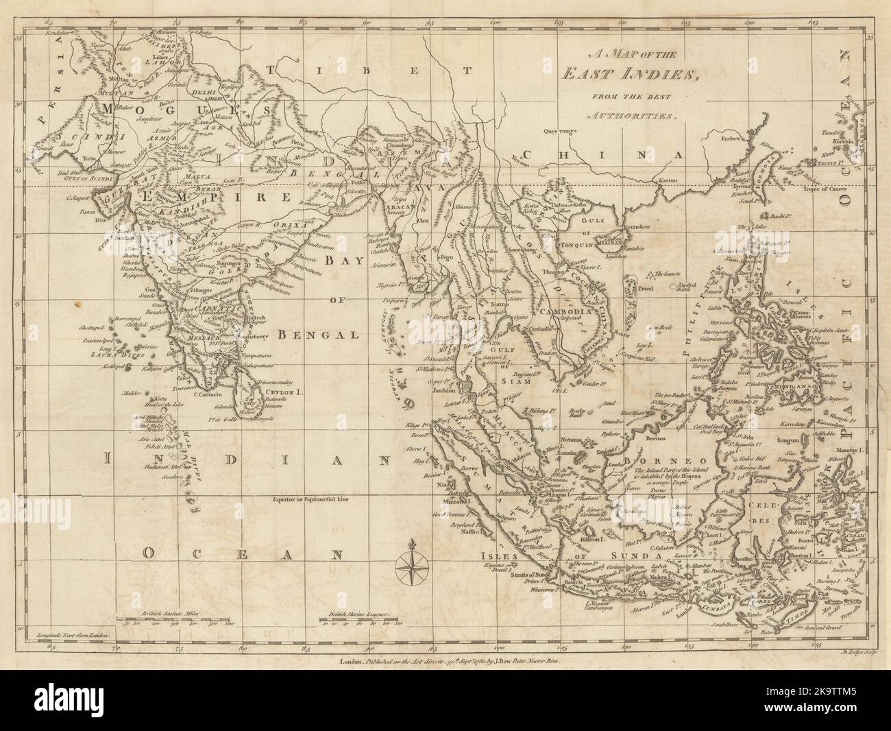 A Map of the East Indies, from the Best Authorities, by John Lodge 1780 