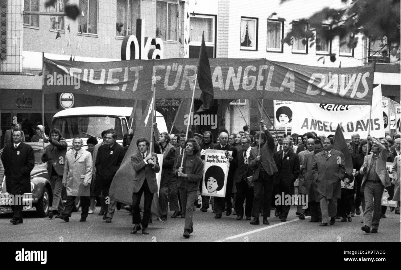 The visit of the sister of the US-singer Angela Davis, Fanny, here on 19 October 1971 in Opladen, was dedicated to solidarity and liberation of the Stock Photo