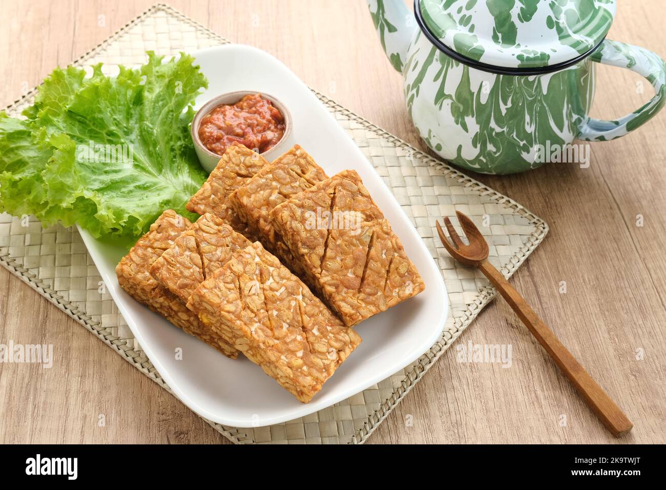 Tempeh, Tempe Goreng or Fried tempeh is Indonesia traditional food