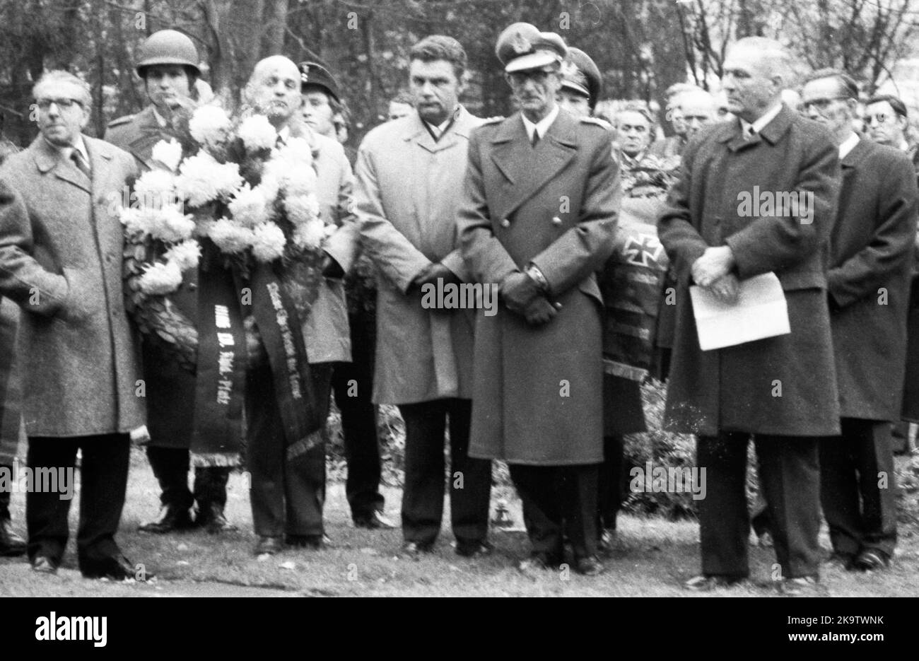 A meeting of the traditional associations of the Waffen SS to honour their dead of the 6th SS Division North on 14 November 1971 in Hunrueck was Stock Photo