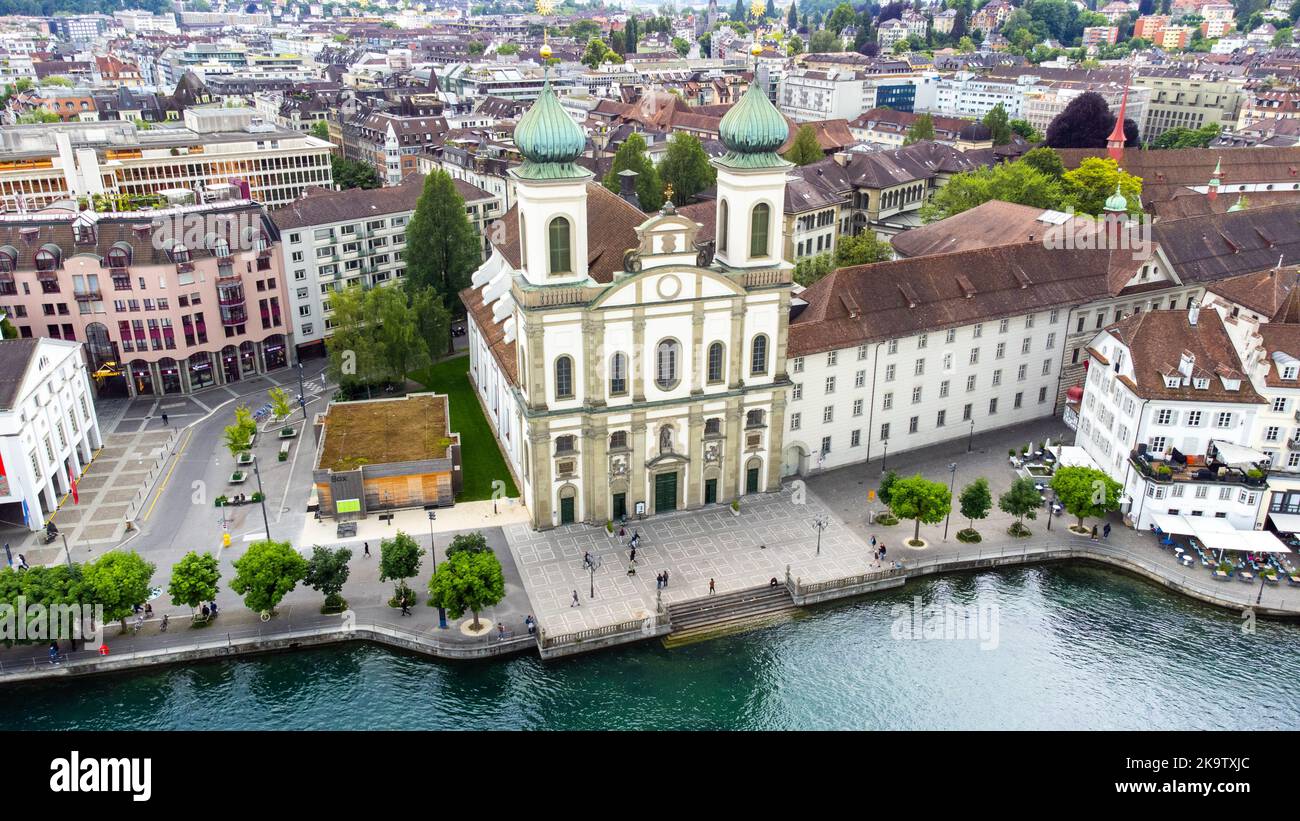 Jesuit Church St Francis Cavier, Jesuitenkirche, Lucerne, Switzerland Stock Photo