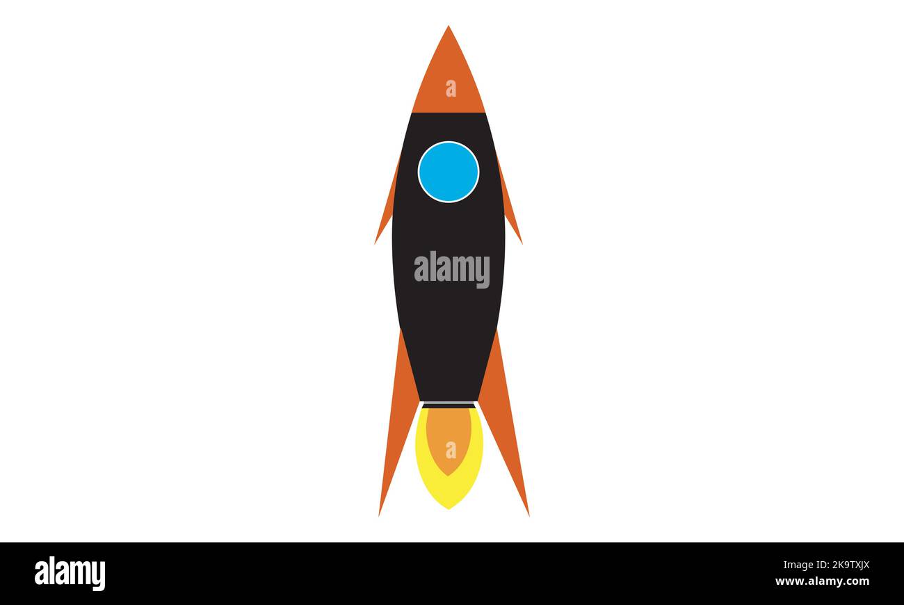 Cartoon rocket space ship take off, isolated vector illustration. Simple retro spaceship icon. Stock Vector