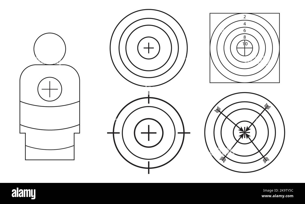 Set of Aim, Target and Goal icons. Editable line vector. Symbol of a