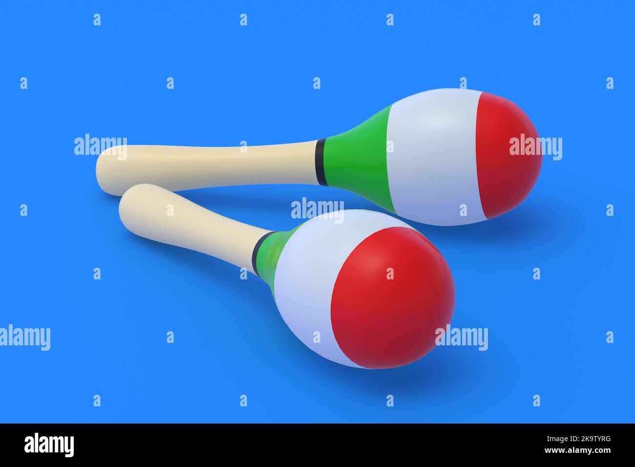 Maracas on yellow background. National musical instrument. Traditional