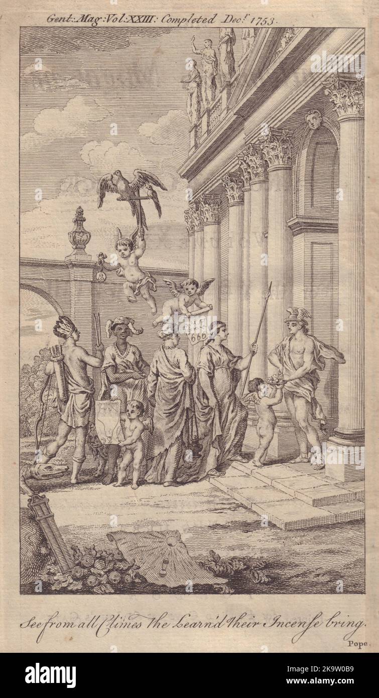 Gents mag title. See from all Climes The Learn'd Their Incense bring. Pope 1753 Stock Photo