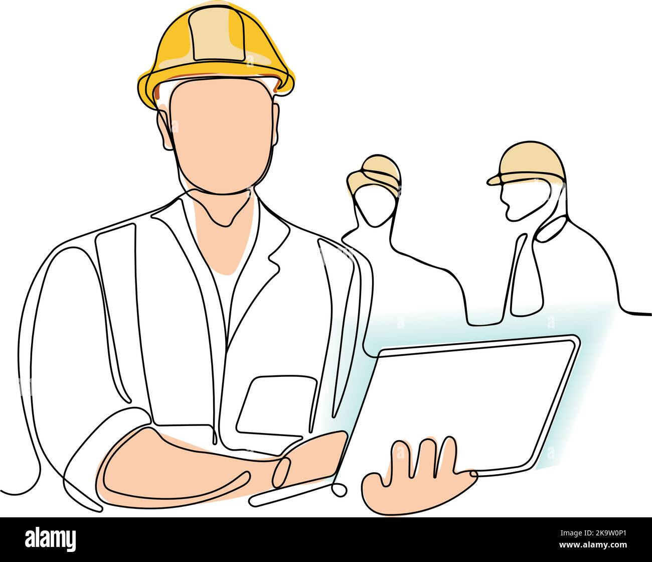 construction manager and engineer working on building site. Vector